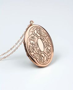 Rose Gold Locket, Gold Locket Necklace, Floral Pendant Necklace, Photo Pendant, Gold Locket, Rose Pendant, Rose Gold Chain, Floral Pendant, Valentines Necklace