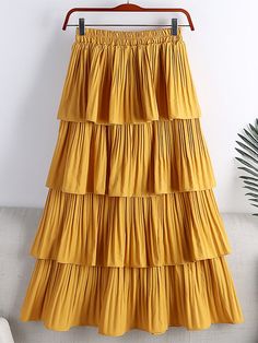 SPECIFICATIONS Material: Polyester Gender: WOMEN Fabric Type: Woven Dresses Length: Mid-Calf Decoration: RUFFLES Size Garment Flat Measurements (cm) One Size: Waist 60-90 Length 79 1 cm = 0.39 in , 1 in = 2.54 cm 1. Measurements may exist 1-3 cm errors due to manual measuring.2. To further confirm whether the One Size of this garment fits you, please refer to the garment flat measurements, comparing them to your body measurements to confirm. 3. If you are still not sure about whether the One Siz Non-stretch Pleated Tiered Skirt, Non-stretch Solid Color Tiered Skirt, Solid Color Ruffled Maxi Skirt, Solid Color Tiered Ruffled Skirt, Solid Tiered Ruffled Skirt, Spring Pleated Tiered Skirt, Elegant Pleated Tiered Skirt, Solid Color Tiered Skirt With Ruffles, Solid Color Tiered Ruffle Skirt