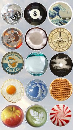 an array of different types of plates and bowls on display in front of a cloudy sky