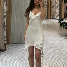 Bought For $138. Still Completely Brand New, Never Worn, And In Its Original Packaging. Found A Nicer Dress After Buying This One But Couldn’t Return It After The 2 Week Mark. Size Is 00 But Could Fit Xs Or Even S. Elegant A-line Slip Dress For Brunch, Chic White Ruffled Slip Dress, White Fitted Slip Dress With Ruffles, Chic White Slip Dress With Ruffles, Elegant White Slip Dress With Ruffles, Elegant Ruffled Slip Dress For Brunch, Summer Ruffled Slip Dress For Formal Occasions, Aritzia Dress, Aritzia Dresses