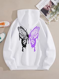 Butterfly Clothing, Butterfly Stuff, Butterfly Clothes, Hoodies Aesthetic, Fabric Butterfly, Stylish Hoodies, Women Sweatshirts, Lined Hoodie, Hoodie Outfit