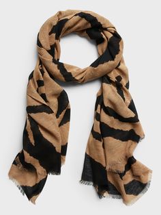 Accent your look with this soft scarf, crafted in a lightweight blend of cotton, hemp, and viscose so you can layer it through the seasons.  Length: 72" (183cm) Width: 28" (71cm) Casual Spring Scarves, Black Cotton Casual Scarves, Casual Black Cotton Scarves, Casual Black Cotton Scarf, Trendy Brown Scarf For Spring, Casual Black Scarves For Spring, Brown Cotton Scarves For Fall, Casual Cotton Scarves For Fall, Linocut Art