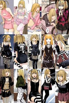 Misa Amane Outfits Manga, Misa Amane Pink Outfit, Misa Deathnote Outfits, Emo Outfit With Skirt, Deathnote Misa Cosplay, Deathnote Clothes, Misa Amane Fashion Aesthetic, Misa Aname Outfit, Misa Amane Outfits Inspired