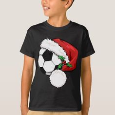 Soccer Ball Santa Cap T-Shirt #Christmas #MerryChristmas #2019 Soccer Christmas, Santa Cap, Soccer Inspiration, Soccer Outfit, Kids Christmas Outfits, Soccer Training, Soccer Shirts, Soccer Ball, Christmas Shirt