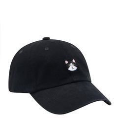 Material: 100% Cotton (pink hat) 100% Polyester (blue hat) 100% Cotton (black hat)Size: Adjustable strap backCondition: Brand new Cat Parents, Soft Cat, Cat Embroidery, Cat Parenting, Tuxedo Cat, Hat Baseball, Pink Hat, Blue Hat, Cute Hats