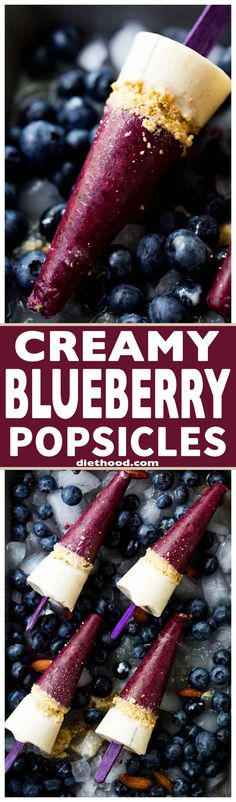 blueberry popsicles are being made with ice cream