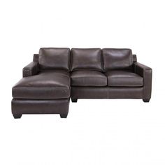 a brown leather sectional sofa with ottoman and footstool in front of a white background