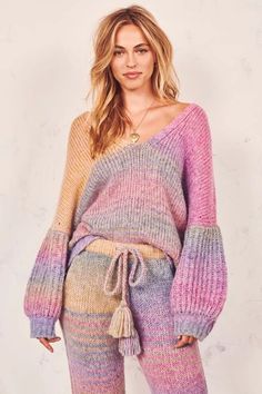 Multicolor Sweater, Love Shack Fancy, Knitted Clothes, Knit Sleeve, Fall Style, Rainbow Stripes, Sleeve Detail, Apparel Design