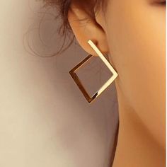 Gorgeous Gold Square Drop Earrings Minimalist Earrings Silver, Cheap Earrings, Sweet Earrings, Square Earrings Studs, Square Stud, Gold Geometric, Square Earrings, Metal Earrings, Online Earrings