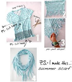 the instructions for how to make a scarf with fringes and buttons, including scissors