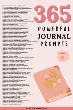 a pink poster with the words 350 powerful journal prompts on it and a cup of coffee