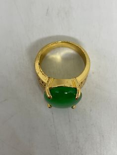 Vintage Lucky Green Nephrite Jade ring Large green nephrite jade Ornate gold finished White bronze Vintage ring, does not tarnish, NOT sterling Size 6.5, 7, 7.5, or 8 ONLY My jeweler can custom re size for a $10-$20 fee All rings are shipped free in the US in a nice gift box. Check out our over a THOUSAND great reviews Engraving is $4 per letter and is not always perfect depending on the piece. It can take a few days if the jeweler is busy. This is payable to Paypal Judithsltd@gmail.com Gold Jade Emerald Ring, Green Dome Ring For Formal Occasions, Formal Gold Jade Rings, Mermaid Ring, Lucky Green, Golden Ring, Nephrite Jade, Jade Ring, Vintage Ring