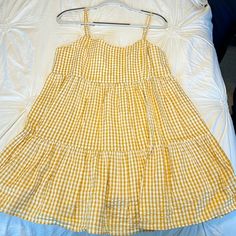 Brand New, Never Worn Before Yellow Gingham Dress, Dresses Cotton, Tiered Mini Dress, Dress With Cardigan, Cotton On, Style Board, Vintage Boho, Gold Yellow, Gingham