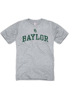 Show off your team pride in this Baylor Bears Grey Arch Short Sleeve T Shirt! This Baylor Short Sleeve Tee features a screen print of Baylor with BU logo on front chest. Make sure everyone knows you root for the Bears with this Grey Baylor T Shirt. Go Bears! Semi-fitted, Combed ring spun tee, Shoulder-to-shoulder tape with seamed collar, Double-needle sleeve and bottom hem, TearAway Label, Unisex, Fit: True to Size, 100% Cotton Baylor Bear, Spirit Wear, Bear T Shirt, Short Sleeve T Shirt, Athletic Fits, Screen Print, Cool Shirts, Short Sleeve Tee, Long Sleeve Tshirt Men