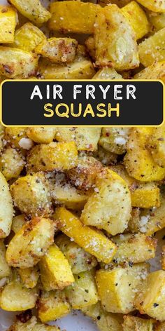 air fryer squash on a plate with the title above it