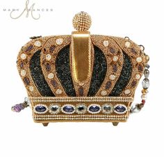 Designer Embellished Bags For Gift, Luxury Embellished Bags As Gift, Crown Bag, Mary Frances Purses, Mary Frances Bags, Mary Frances Handbags, Gold Evening Bag, Mary Frances, Crystal Clutch