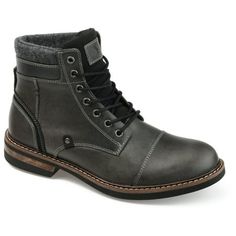 A classic lace-up hiking boot that draws inspiration from the great outdoors by Territory. The Yukon in wide-width is a genuine leather boot, crafted to perfection with a toe cap and padded wool collar at the ankle. This versatile design is a dependable look that you can lean on season after season thanks to the 4 mm Tru Comfort Foam footbed. Size: 8.  Color: Gray.  Gender: male.  Age Group: adult. Short Ankle Boots, Winter Shoes For Women, Genuine Leather Boots, Lean On, Hiking Boot, Leather Boot, Winter Boots Women, Lace Up Ankle Boots, Winter Shoes