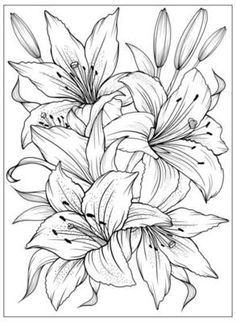 a black and white drawing of lilies on a card with the words,'flowers are