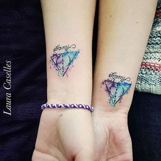 two people with matching tattoos on their arms