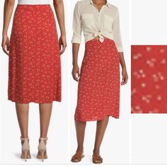 Madewell Orange Polka Dot Dotty Slip A-Line Skirt - Size 16 Button Front Denim Skirt, A Line Denim Skirt, Aline Skirt, Lined Jeans, Brown Skirts, Printed Midi Skirt, Embroidered Skirt, Mid Length Skirts