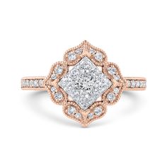 a diamond engagement ring set in rose gold