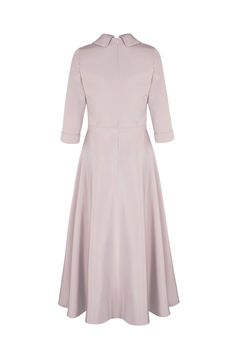 An elegant full-skirted dress in a stunning shade of soft opal, softly tailored from our signature high quality Italian silk cady. With a wonderful fluidity, weight and drape, this dress has a rounded cowl neck collar, falling beautifully to expose the décolletage and frame the face. Featuring 3/4 length sleeves with a fixed cuff and a full skirt which dips down at the back, the dress is fully lined in silk and has an invisible centre back zip, added for step-in ease. Style with soft greys or me Riding Dress, French Lace Dress, Showstopper Dress, Capelet Dress, Kate Middleton Outfits, Apple Dress, Dress Sage, Sleek Dress, Ballerina Dress