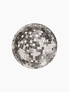 a shiny mirror ball on a white background