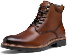 PRICES MAY VARY. DISTINCTIVE STYLE: Elevate your wardrobe with our dress boots for men, featuring a gradient-colored retro toe and contrasting stitching that adds a modern flair to the classic men's chukka boots design. Perfect for the contemporary man who values both style and sophistication. OPTIMAL COMFORT: Experience unparalleled comfort with our mens casual boots, designed with a padded collar that gently cushions your ankles. The breathable full-grain leather uppers keep your feet dry and Mens Casual Boots, Dress Boots For Men, Men's Dress Boots, Brown Dress Boots, Mens Chukka Boots, Sole Pattern, Leather Boots For Men, Boots Design, Mens Dress Boots