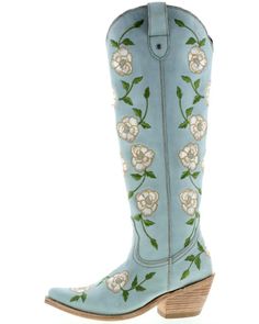 Tall Western Boots, Wedding Cowboy Boots, Liberty Black Boots, Tall Western Boot, Botas Western, Womens Cowgirl Boots, Embroidered Roses, Black Garden, Grey Boots