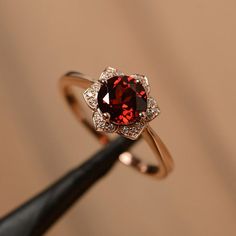 Red Engagement Ring, Turquoise Jewelry Rings, Engagement Ring Round Cut, Elegant Rings, Red Gemstone Ring, January Birthstone Rings, Red Stone Ring, Engagement Ring Round