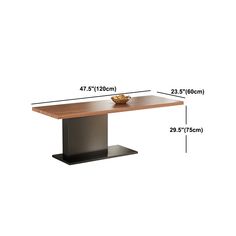 a table that has measurements for the top and bottom part of it, with a bowl on