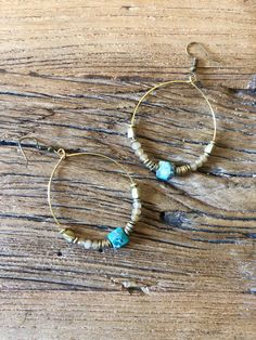 Beautiful handbeaded heishi, matte citrine and turquoise for an earthy, elegant day to night stunner! -1.5” hoops Taos, Day To Night, To Night, Hand Beading, Citrine, Vintage Designs, Turquoise, Silver, Gold