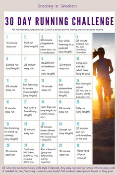 30 day running challenge in chart form. Leg Muscle Groups, 30 Day Running Challenge, Running Workout Plan, Running Schedule, Leg Muscle, Running Challenge, Interval Running, Full Workout