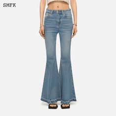 Deep Sea Mermaid Jeans Blue Size Chart (CM) Size Waist Hip Length S 63 83 107 M 66 86 108 L 69 89 109 Material: 99.2% Cotton, 0.8% Spandex Mermaid Jeans, Mid-rise Fitted Denim Blue Flares, Fitted Mid-rise Denim Blue Flares, Denim Blue Fitted Full-length Flares, Casual Blue Mid-rise Flares, Fitted Full-length Denim Blue Flares, Fitted Full Length Denim Blue Flares, Blue Slim Fit Elastane Bottoms, Casual High Waist Elastane Flares