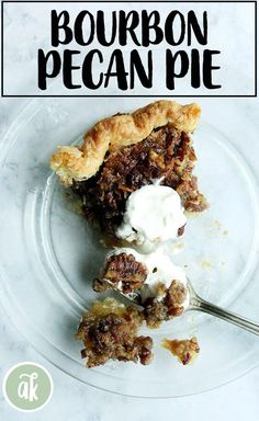 a piece of bourbon pecan pie on a plate