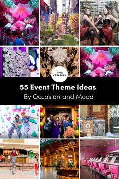 event ideas, event themes, event inspiration, a list of event decor Themes For Events Creative Ideas, Party Themes For Work Events, Party Theme Ideas List, Calendar Party Table Themes, Work Party Themes Events, Big Party Themes, Cultural Events Ideas, Table Themes Fundraiser