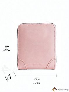 BirdinBag - Stylish Zippered Womens Mini Wallet with Multiple Functions Trendy Square Travel Wallet, Trendy Rectangular Wallet, Compact Bags With Interior Card Slots, Trendy Square Wallets With Card Slots, Square Everyday Wallets, Casual Pink Rectangular Wallet, Trendy Square Wallet For Everyday Use, Daily Use Card Holder With Zipper Closure, Pink Bifold Bag With Zipper Closure