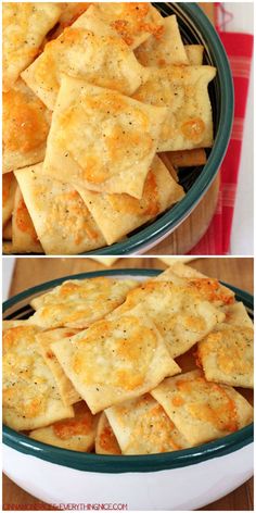 homemade crackers in a bowl with cheese and seasoning