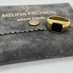 MELIGreece's classic beautiful 14k yellow gold unisex ring with one square-shaped black onyx. Black Onyx gives you power to keep trying until you accomplish a goal, is also popular as a talisman to protect you against evil spirits. Ring size: That ring can be made in our workshop at any size, upon request. 14k solid gold signet ring with a natural onyx in black color hand made in MELIGreece's workshop in Athens. Timeless solid gold male or female ring with square design, accompanied by an elegant jewerly box and gift packaging. Match it with MELIGreece's silver 925o bracelet https://www.etsy.com/listing/857139837/silver-925o-wide-bar-on-a-brown-burgunty?click_key=fffd7ed52a3226c5bc2286998bd5ccc298d7c1fb%3A857139837&click_sum=de6394c1&ref=shop_home_active_4&frs=1. Fine Ring, Solid Gold Ring, Gold Signet Ring, Solid Gold Rings, Unisex Ring, Evil Spirits, Square Design, Elegant Jewelry, Signet Ring