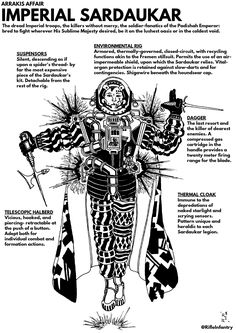 an image of the imperial sardaukr in black and white, with information about it