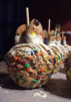 some kind of ice cream sundae with sprinkles and candy on top