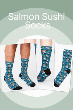 Gifting made easy: Salmon Sushi Socks! These fun socks are a unique and entertaining option for adults, making the perfect gift. Show your affection for the sushi fan in your life with these colorful, quirky socks that add flair to any outfit. Dive into style today! Easy Salmon, Fun Socks