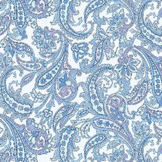 a blue and white paisley print fabric