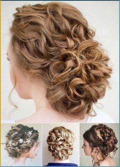 Discover easy and cute updos for medium hair, appropriate for everyday casual looks and any formal event - buns, knots, braided updos, tucked in hairdos and much more. Prom Hair Updo Curly, Romantic Updo Hairstyles, Curly Updos, Prom Hair Medium, Medium Length Curly Hair, Prom Hair Updo, Wedding Hairstyles Medium Length, Easy Updo Hairstyles, Curly Updo