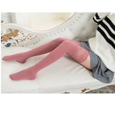 Long Cotton Socks With Lace Trim. Looks Great With Short Skirts, Shorts Etc. Length- 26.8 Inches Color- Mauve Pink. Pink Stretch Thigh-high Stockings, Pink Stretch Thigh High Legwear, Pink Stretch Thigh-high Legwear, Pink Tight Thigh High Stockings, Pink Tight Thigh-high Stockings, Fall Season Pink Stretch Knee-high Socks, Pink Thigh High Tights, Tight Thigh High Pink Stockings, Fitted Pink Knee-high Socks For Fall