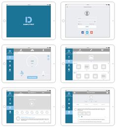 four screens showing different types of web pages