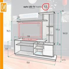 an image of a tv stand with the measurements