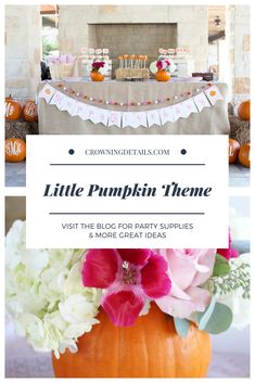 a little pumpkin themed party with flowers and candles