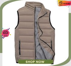 Men's Windbreaker Quilted Puffer Vest Quilted Full Zip Sleeveless Outerwear Casual Athleisure Winter Thermal Warm Waterproof Windproof Fitness Gym Workout Running Sportswear Activewear Solid Colored Functional Sleeveless Outerwear For Outdoor Activities, Sporty Winter Vest For Outdoor Activities, Khaki Vest For Outdoor Winter Activities, Functional Sleeveless Outerwear For Hiking, Waterproof Winter Vest, Casual Waterproof Vest For Outdoor Activities, Sporty Sleeveless Vest For Outdoor Activities, Casual Sleeveless Sports Outerwear, Sleeveless Casual Sports Outerwear