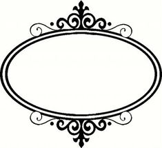 a black and white drawing of an oval frame